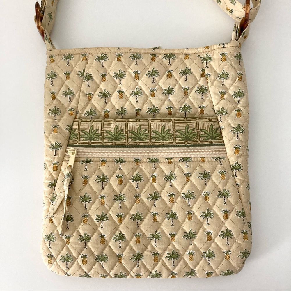 Tanya Lee Design Pineapple Palm Tree Print Lightweight Quilted Crossbody Bag